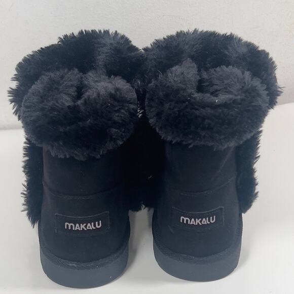 Makalu Women's Faux Fur Suede Ankle Black Boots Size 8.5 - Picture 2 of 12